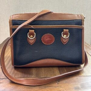 Navy Blue and Brown Leather Dooney and Bourke Crossbody Bag